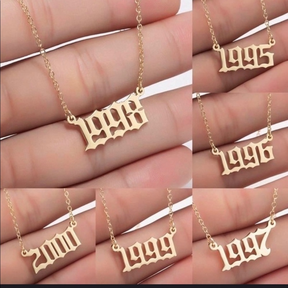 Gold/Silver Year number necklace